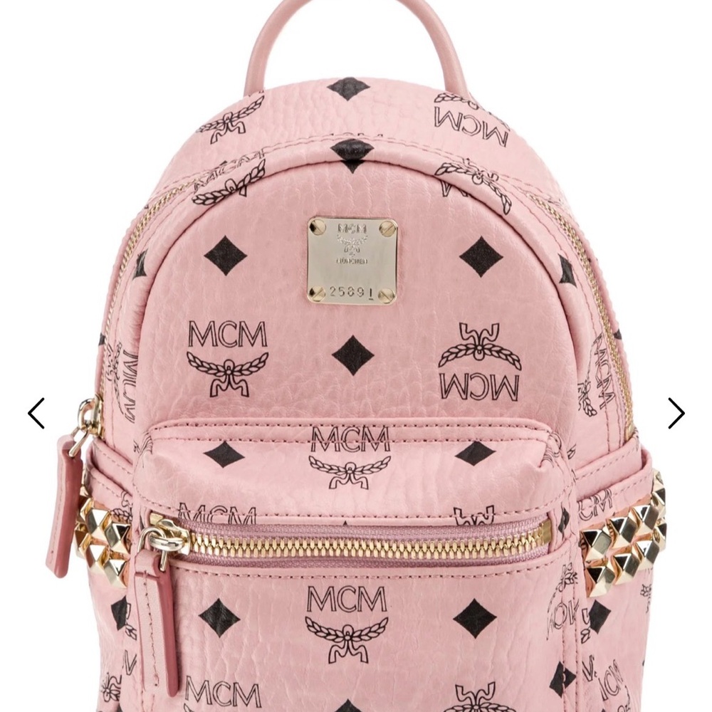 MCM Blush Pink mini Backpack with Gold Accents comes with dust bag